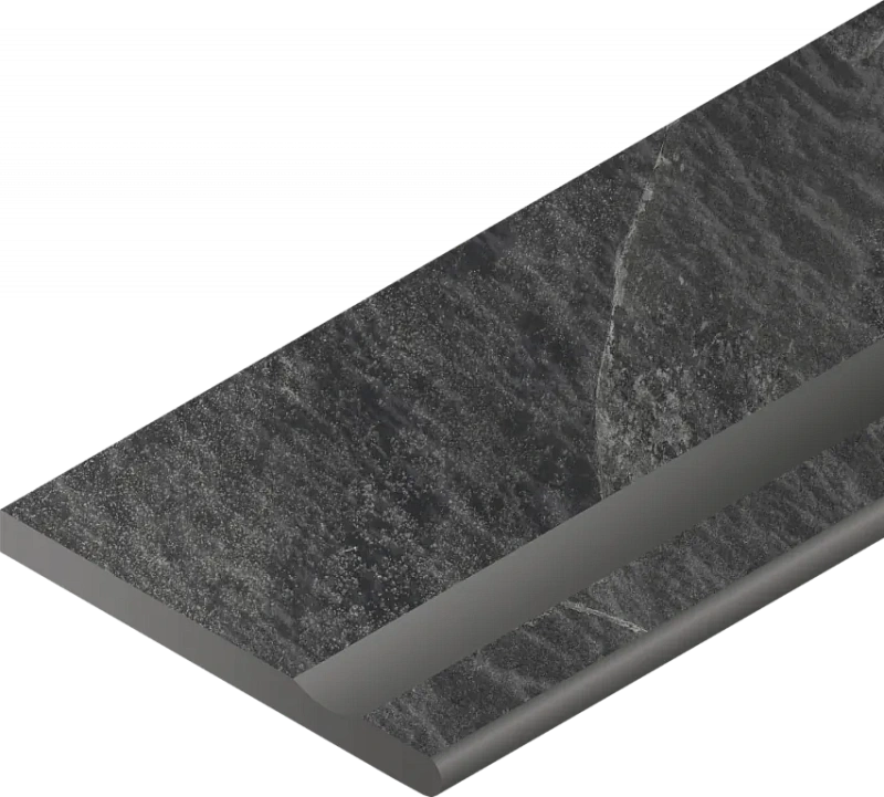 Бортик Италон Материя X2 Титанио с выемкой закругленный правый 620090001200 черный 30x120 - фото 1