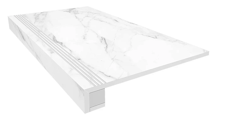 Комплект Estima SM01 Ametis Supreme Platinum (Ступень 33x120 непол. прямоугол. бортик с насечками + Подступенок 14,5x120) - фото 1