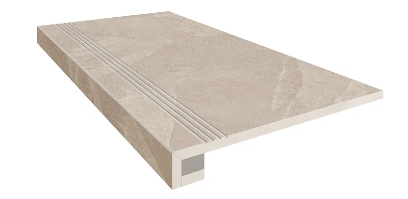 Комплект Estima TE01 Terra Beige (Ступень 33x120 непол. прямоугол. бортик с насечками + Подступенок 14,5x120) - фото 1