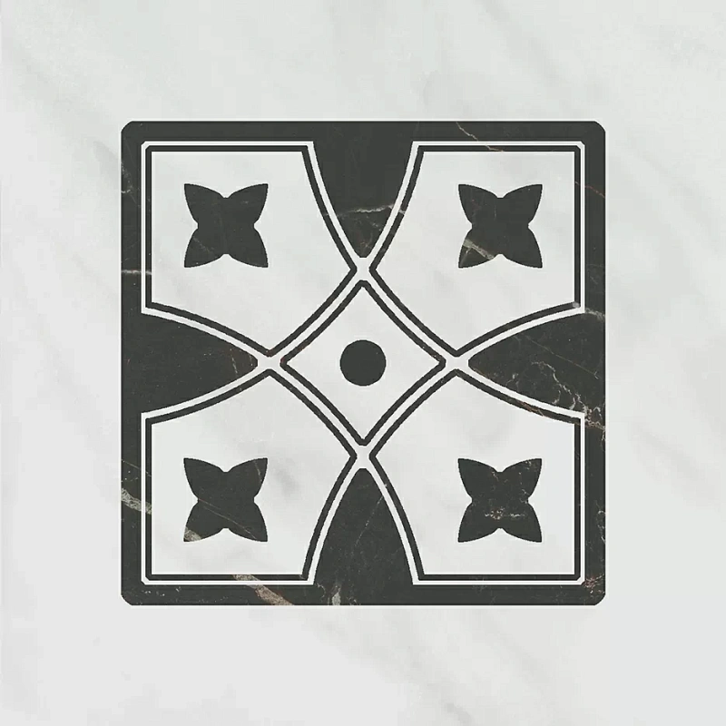 Вставка Kerama Marazzi Келуш 1 грань черно-белый 9.8x9.8 TOC004 - фото 1