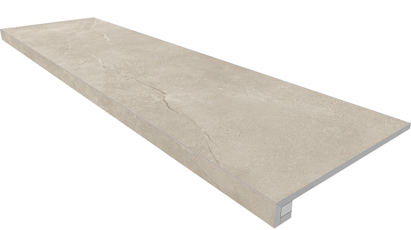 Комплект Estima MM00 Ametis Magmas Ivory (Ступень 33x120 непол. прямоугол. бортик без насечек + Подступенок 14,5x120) - фото 1