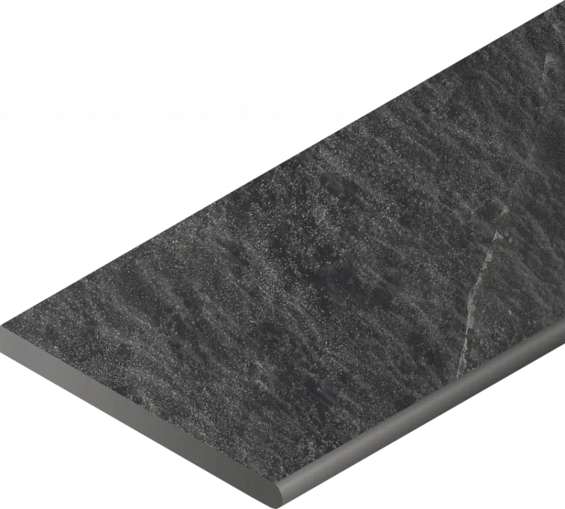 Бортик Италон Материя X2 Титанио закругленный правый 620090001206 черный 30x120 - фото 1