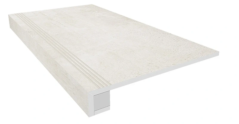 Комплект Estima KA00 Ametis Kailas Ivory (Ступень 33x120 непол. прямоугол. бортик с насечками + Подступенок 14,5x120) - фото 1