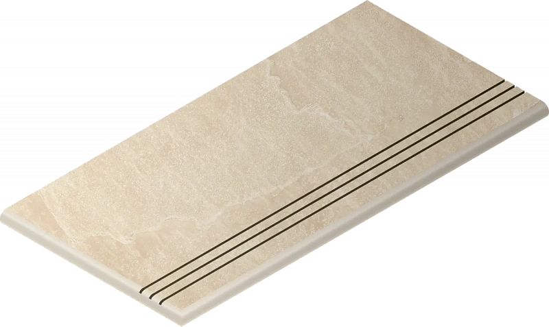 Ступень Италон Материя X2 Магнезио 120 закругленная грип левая 620040000206 бежевый 30x120 - фото 1