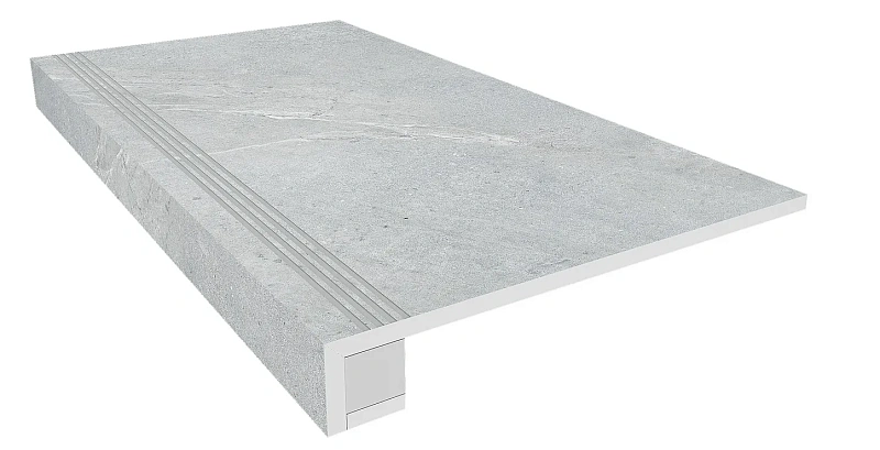 Комплект Estima KA01 Ametis Kailas Grey (Ступень 33x120 непол. прямоугол. бортик с насечками + Подступенок 14,5x120) - фото 1