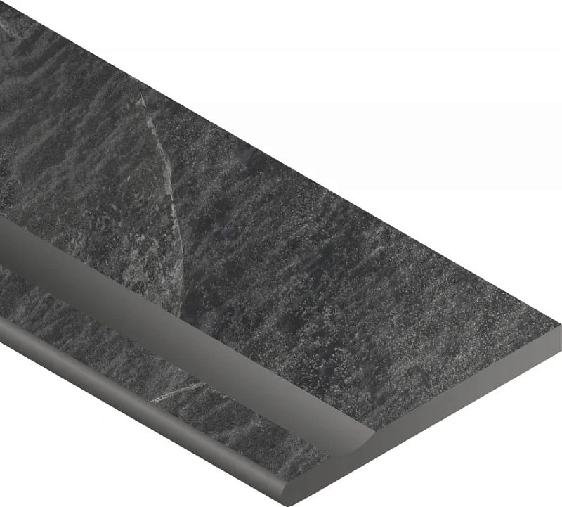 Бортик Италон Материя X2 Титанио с выемкой закругленный левый 620090001202 черный 30x120 - фото 1