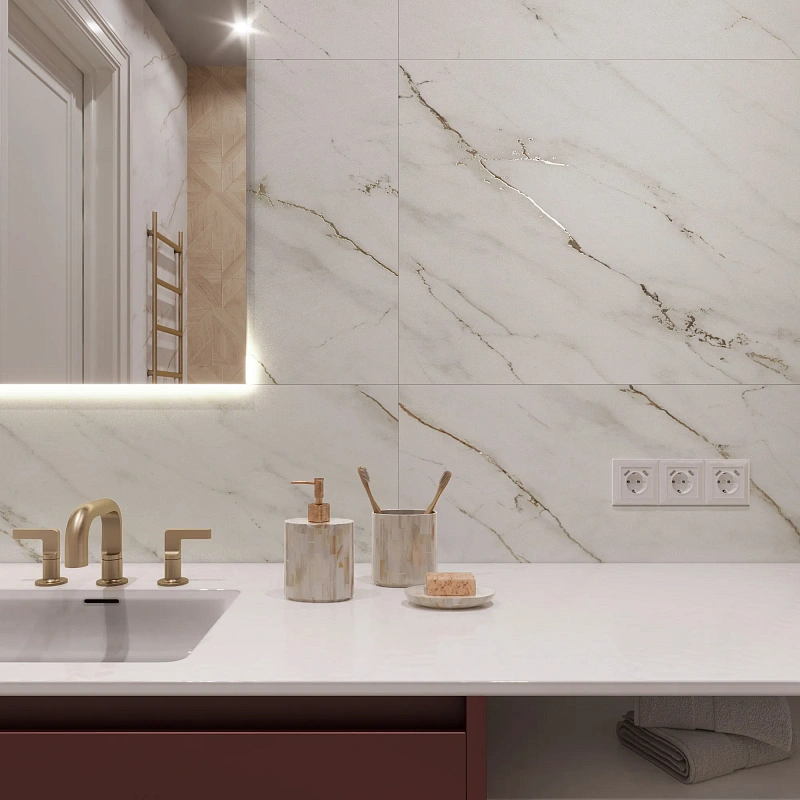 Керамогранит Креанза CP4004-D Selva Gold Decor Carving Pro Punch 60x120 белый - фото 2