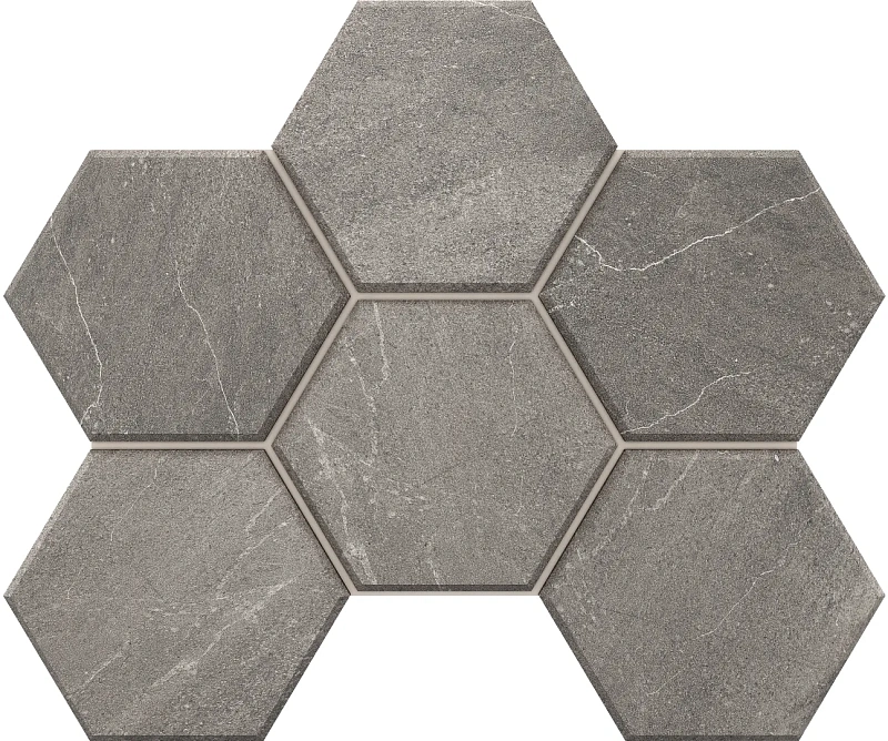 Мозаика Estima GB02 Gabbro Hexagon Grey 25x28.5 серый - фото 1