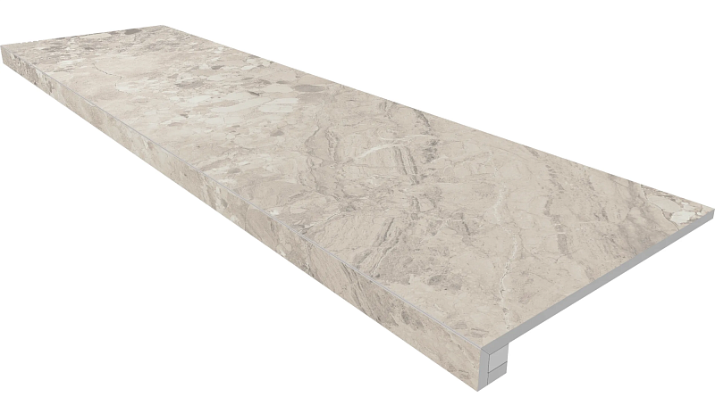 Комплект Estima OM01 Ametis Oceanmist Light Grey (Ступень 33x120 непол. прямоугол. бортик без насечек + Подступенок 14,5x120) - фото 1