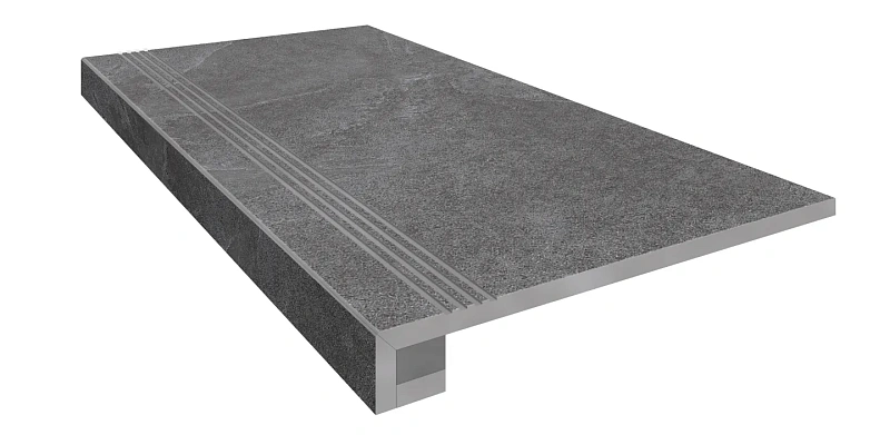 Комплект Estima TE03 Terra Anthracite (Ступень 33x120 непол. прямоугол. бортик с насечками + Подступенок 14,5x120) - фото 1