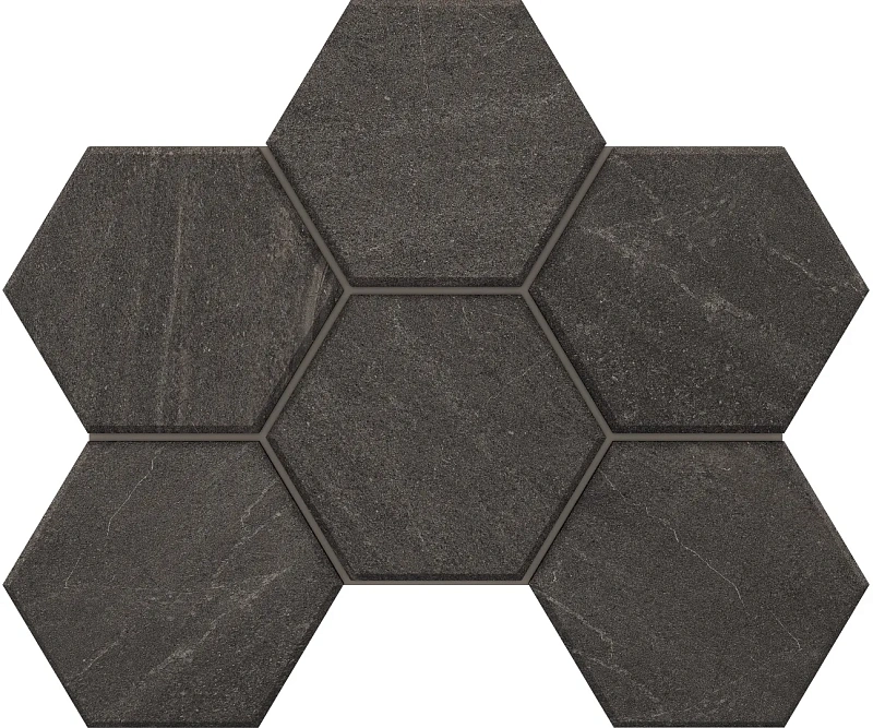 Мозаика Estima GB03 Gabbro Hexagon Anthracite 25x28.5 серый - фото 1