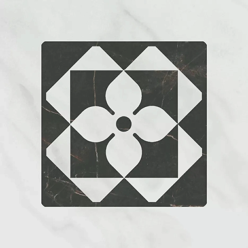 Вставка Kerama Marazzi Келуш 3 грань черно-белый 9.8x9.8 TOC006 - фото 1