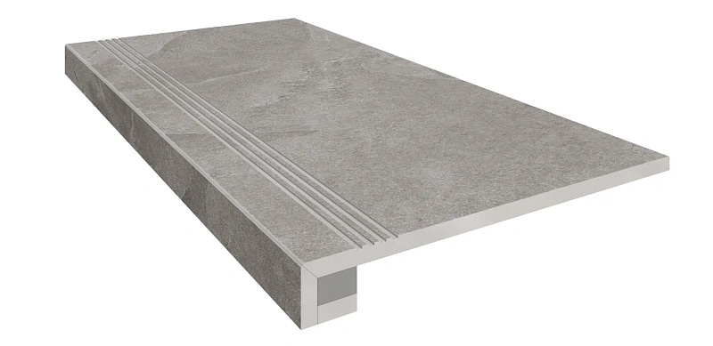 Комплект Estima TE02 Terra Grey (Ступень 33x120 непол. прямоугол. бортик с насечками + Подступенок 14,5x120) - фото 1