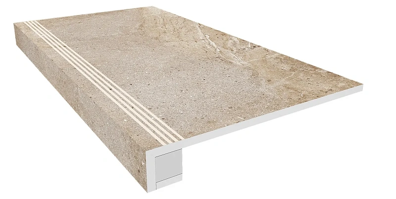 Комплект Estima KA03 Ametis Kailas Light Brown (Ступень 33x120 непол. прямоугол. бортик с насечками + Подступенок 14,5x120) - фото 1