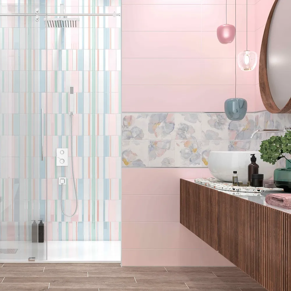 Плитка Aurora Rosa 20x60 в интерьере