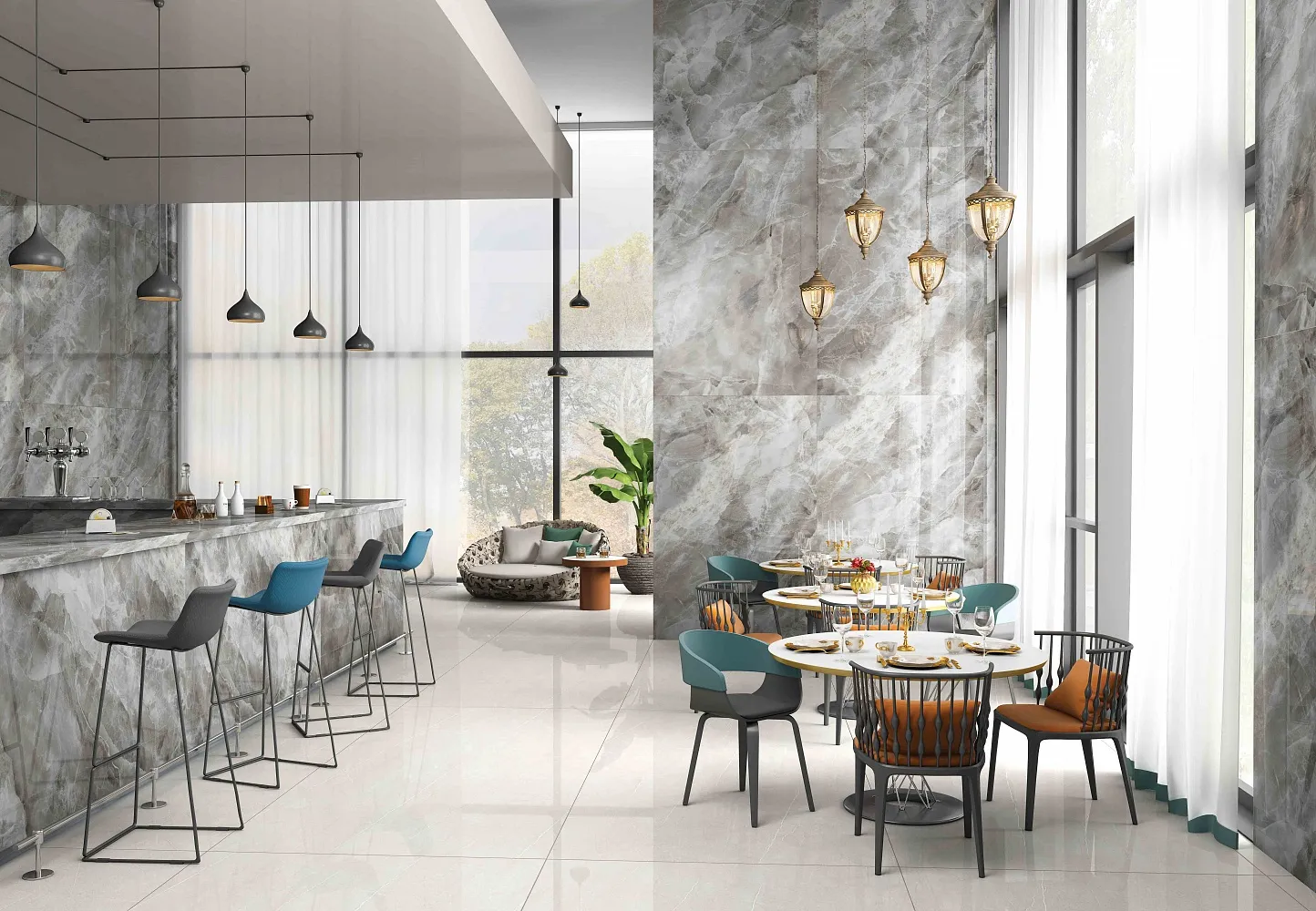 Плитка Sunhearrt Amazonite 80x160 в интерьере