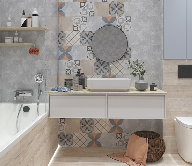 Плитка Ethno Микс 26 18.6x18.6 в интерьере