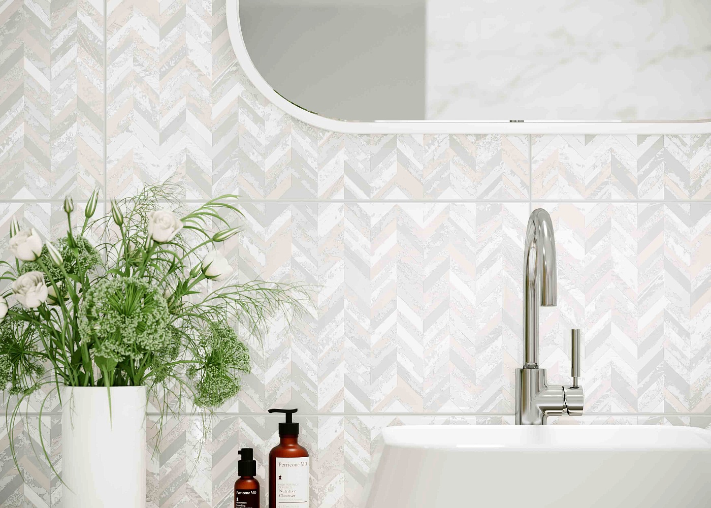 Плитка Вставка Mono Jasmine Geometry Sea 30x60 в интерьере