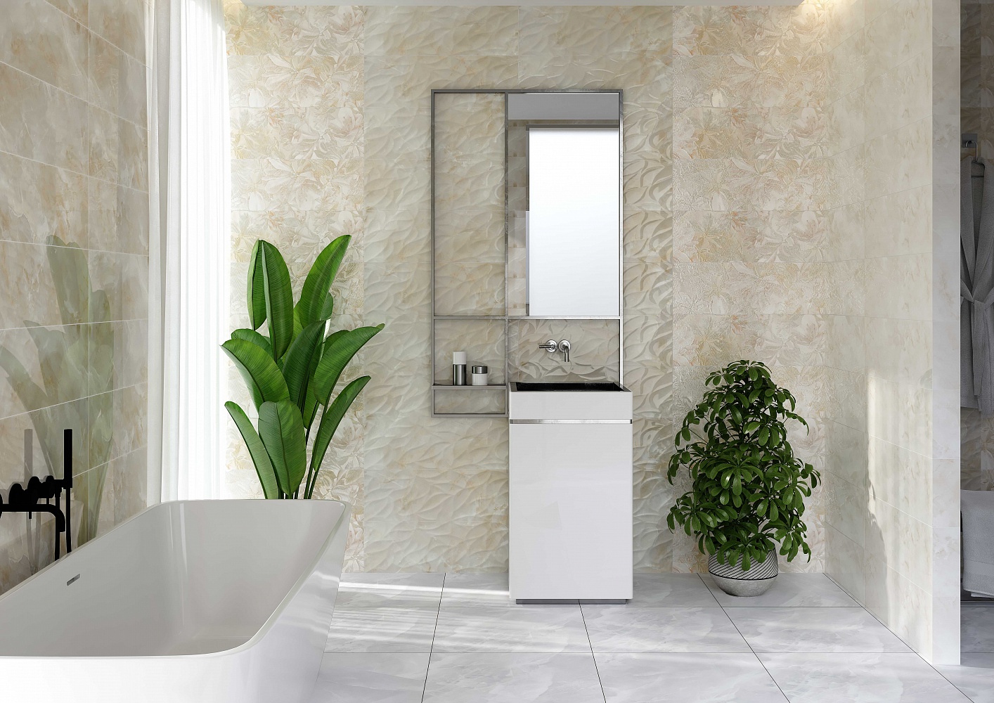 Плитка Декор Murano Pearl 25x75 в интерьере