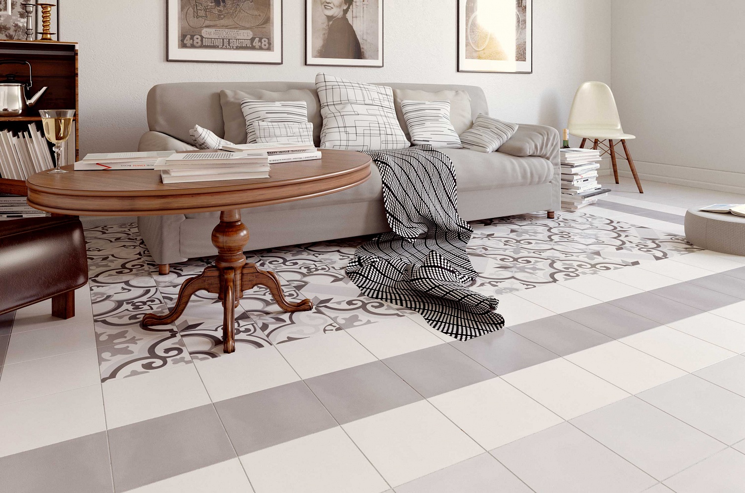 Плитка Marrakesh Антрацитовый 18.6x18.6 в интерьере