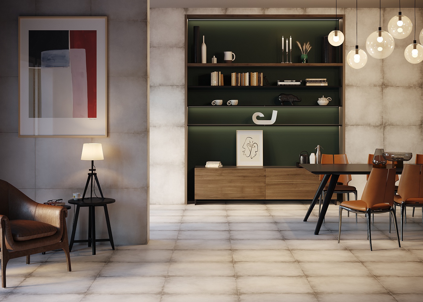 Плитка Galaxy Светло-серый 60x60 в интерьере