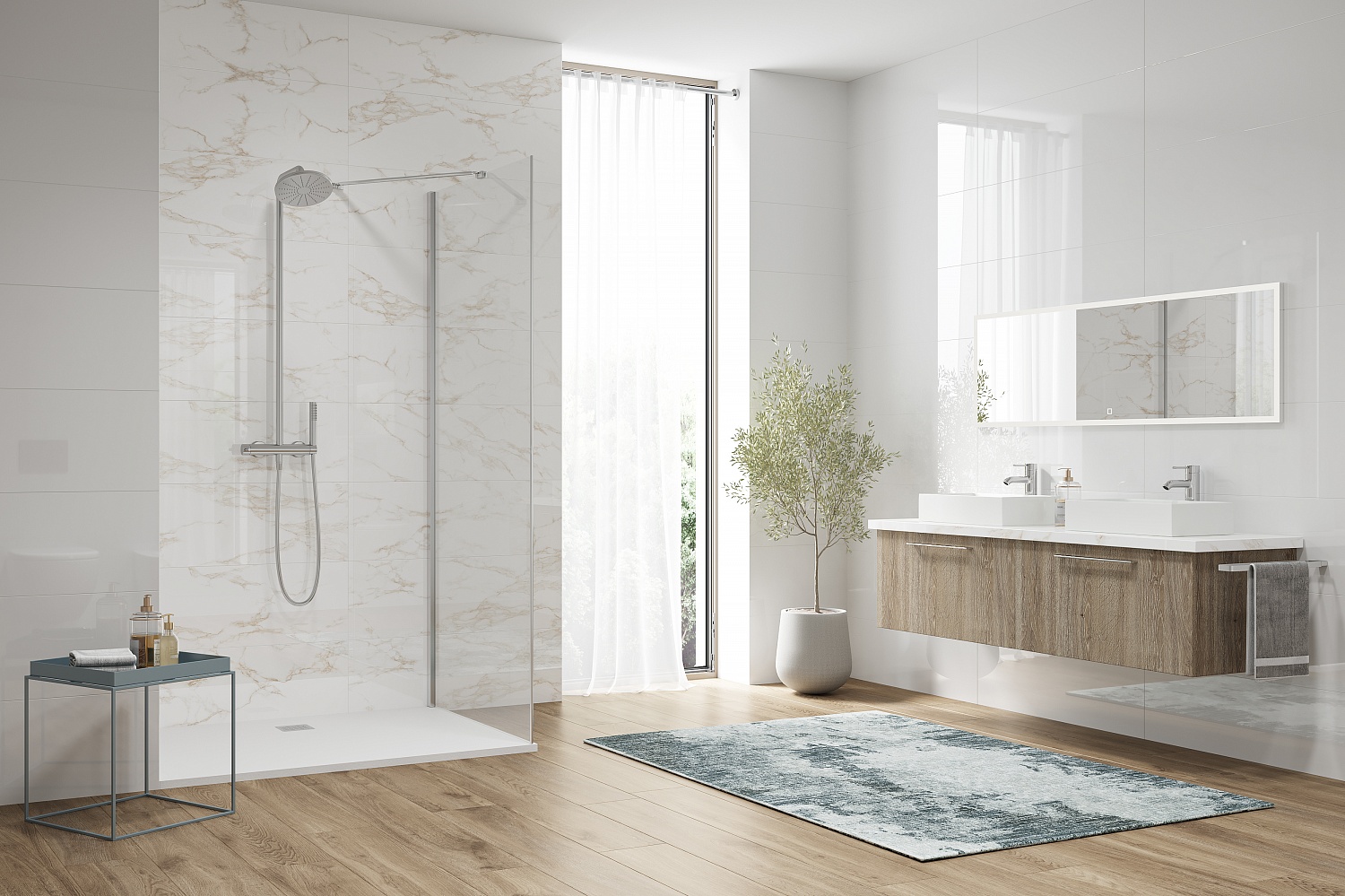 Плитка Shine White 30x90 в интерьере