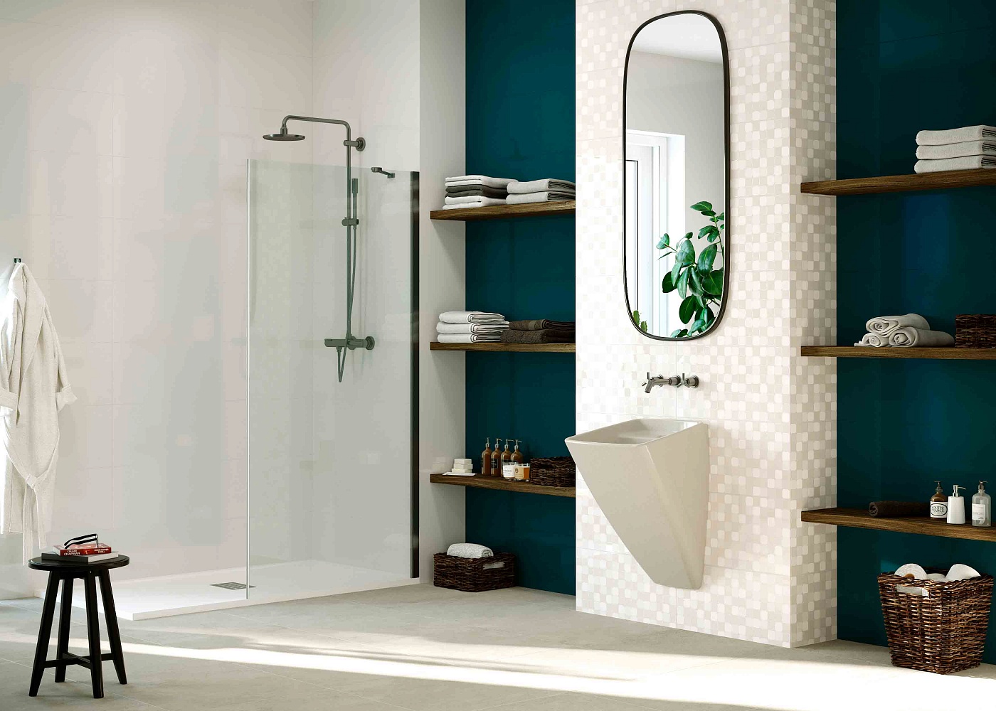 Плитка Вставка Mono Jasmine Geometry Sea 30x60 в интерьере