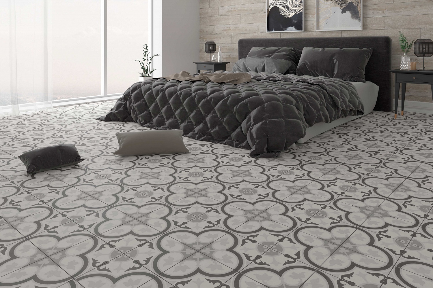 Плитка Marrakesh Антрацитовый 18.6x18.6 в интерьере