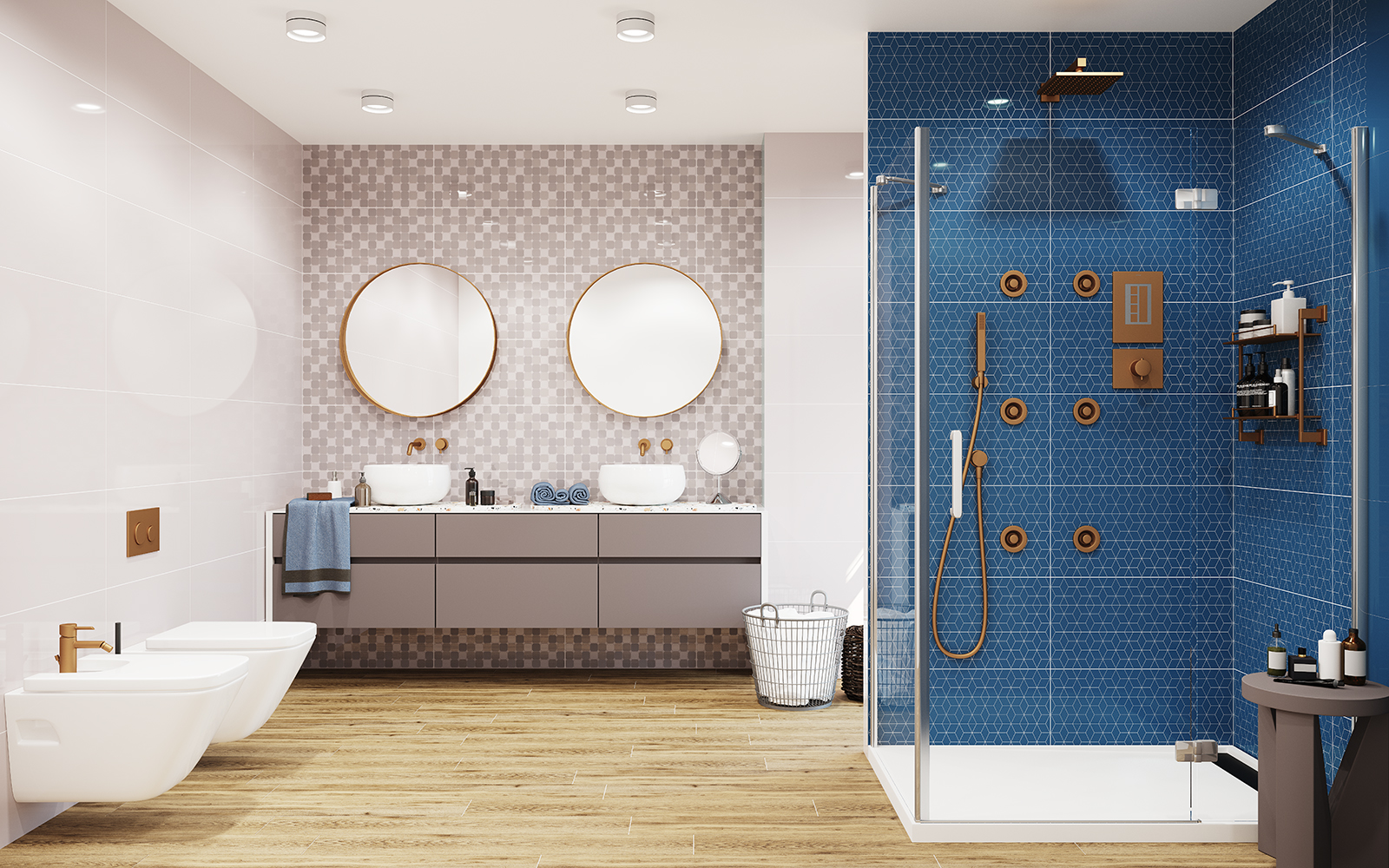 Плитка Вставка Mono Jasmine Geometry Sea 30x60 в интерьере