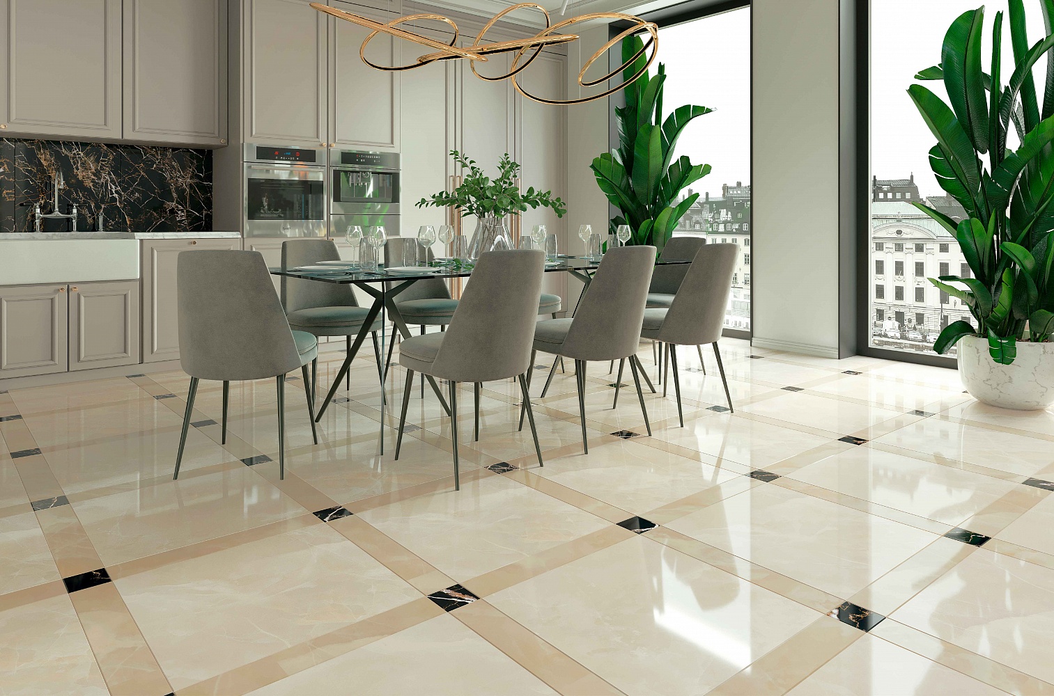 Плитка Piastra Grey 59.5x59.5 в интерьере