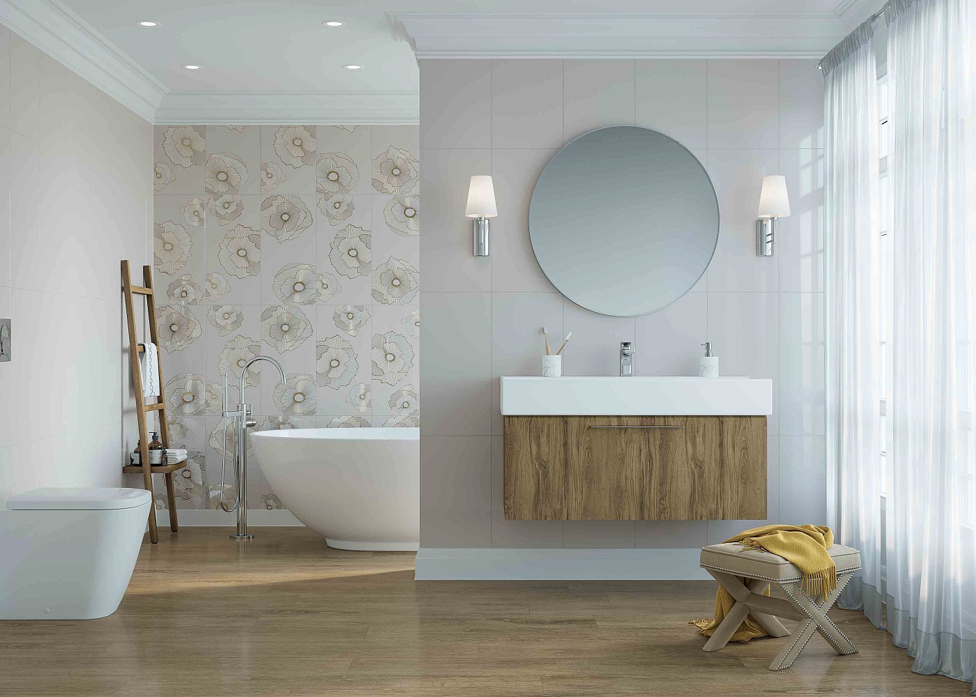 Плитка Вставка Mono Jasmine Geometry Sea 30x60 в интерьере