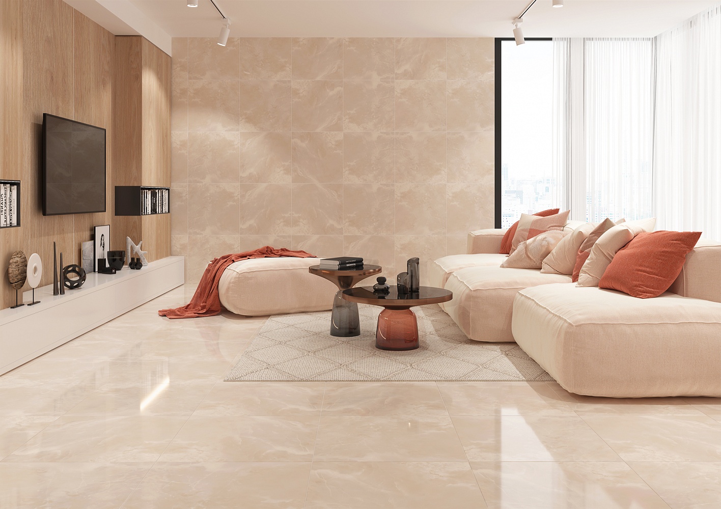 Плитка Piastra Grey 59.5x59.5 в интерьере