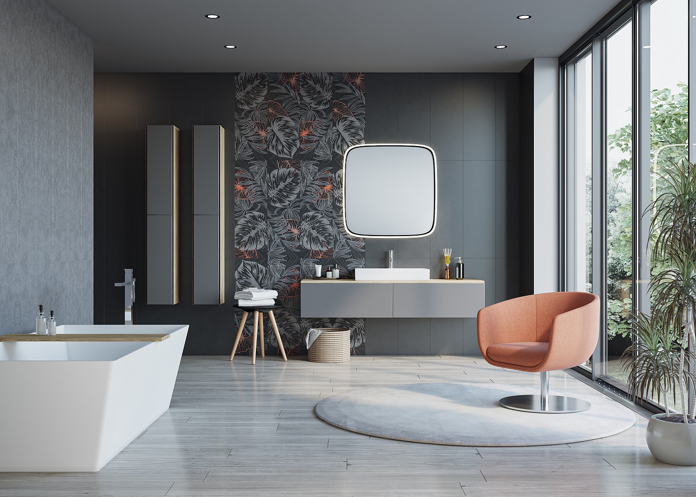 Плитка Pandora Flint 30x90 в интерьере