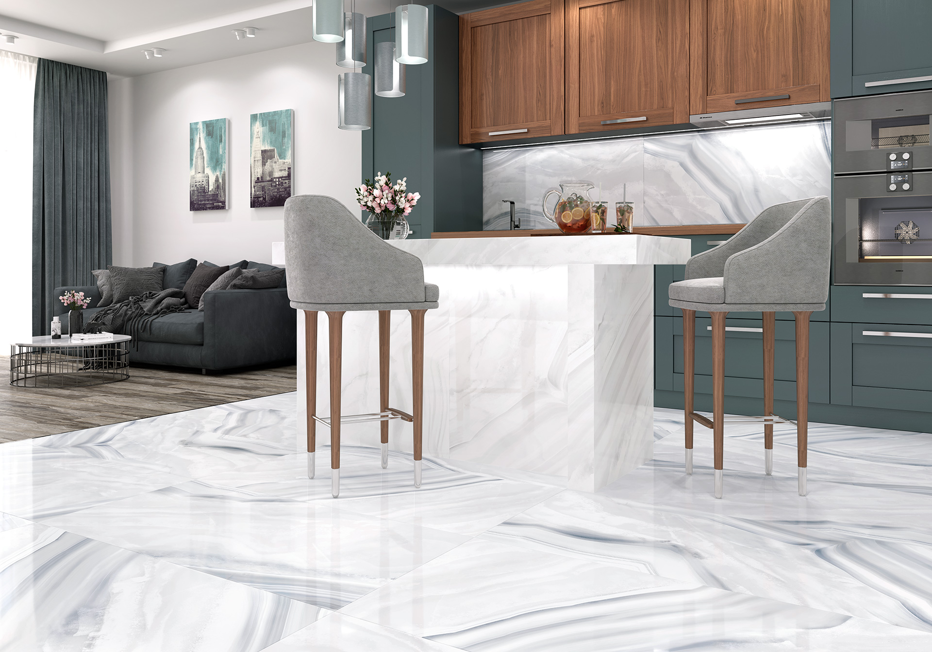 Плитка Delacora Onice Crystal в интерьере