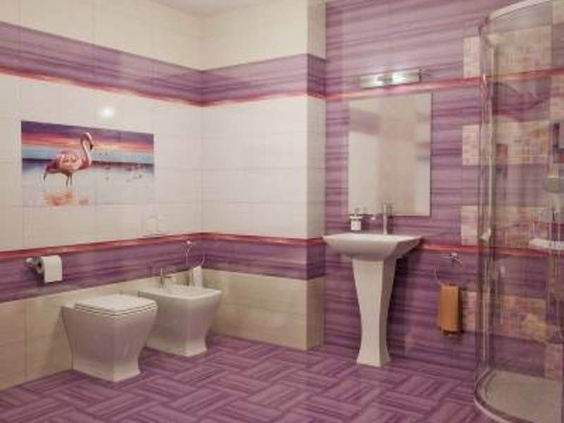 Плитка Ceramica Classic Страйпс бордо в интерьере