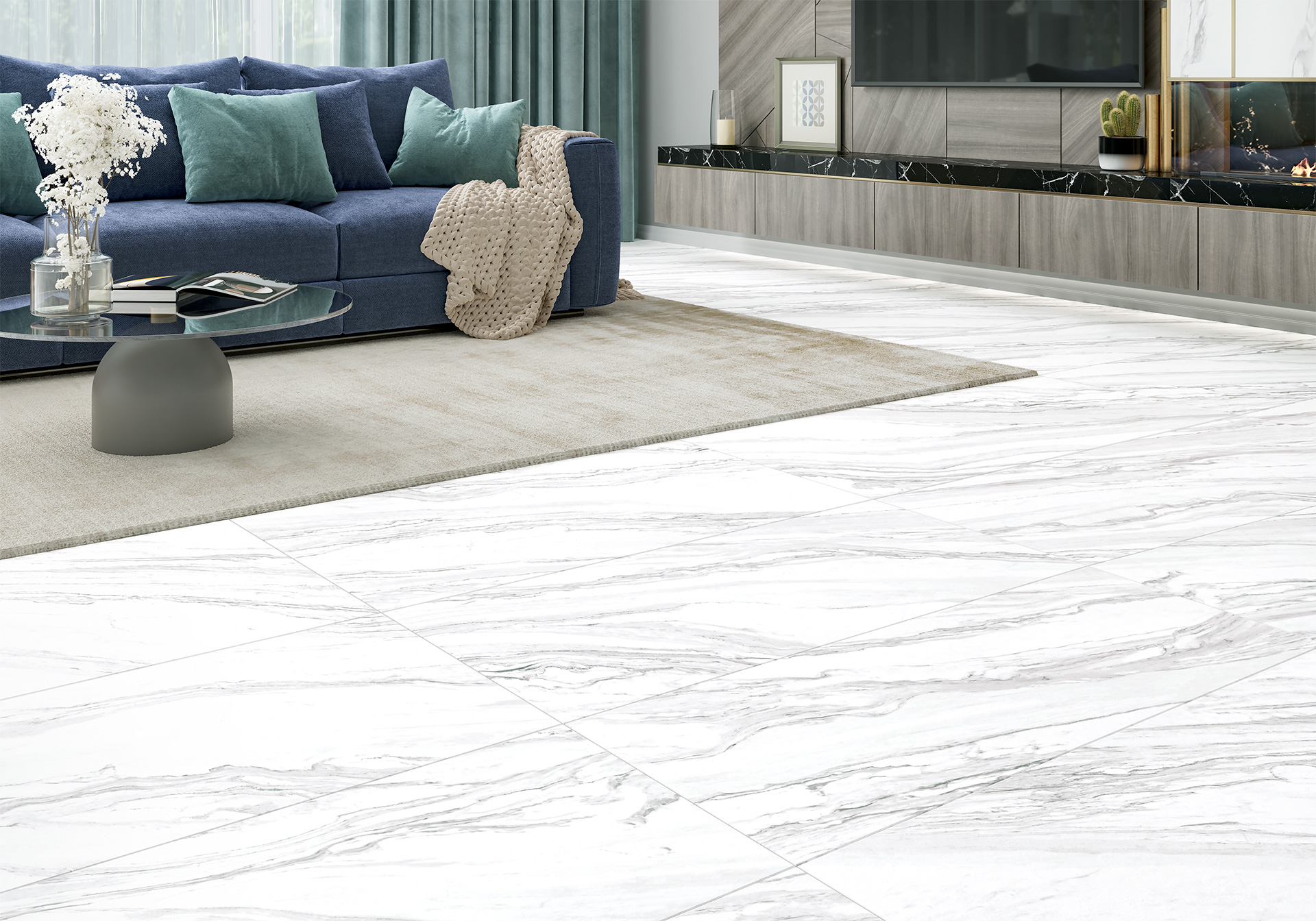 Плитка Delacora Statuary Venato в интерьере